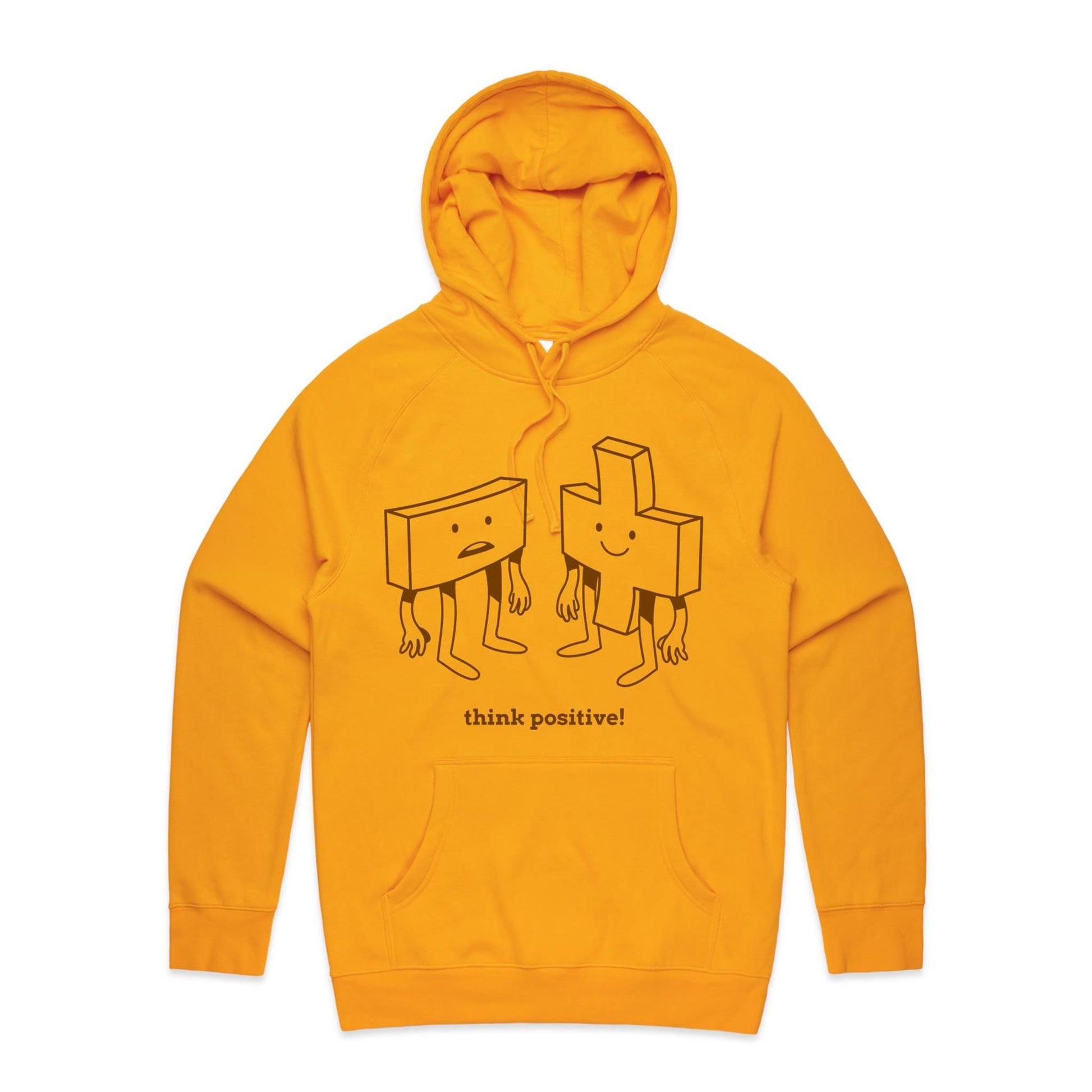 Think Positive, Plus And Minus - Supply Hood Gold Mens Supply Hoodie Maths Motivation
