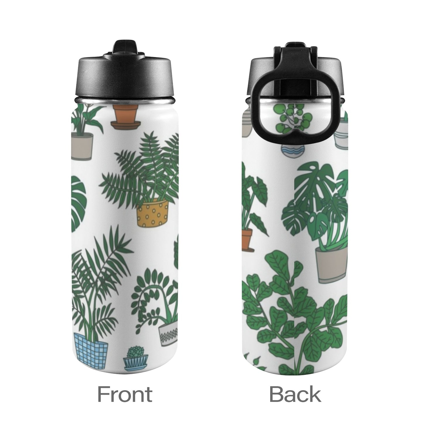 Plant Lover - Insulated Water Bottle with Straw Lid (18oz) Insulated Water Bottle with Swing Handle Printed Offshore