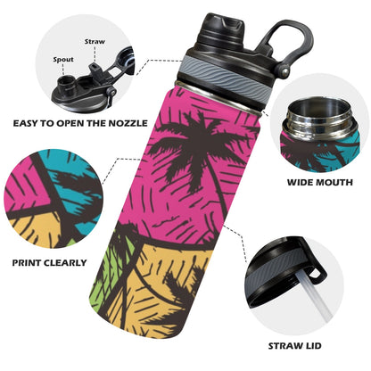 Palm Trees - Insulated Water Bottle with Dual-Use Lid (18oz) Insulated Water Bottle with Dual-Use Lid (18oz) Printed Offshore