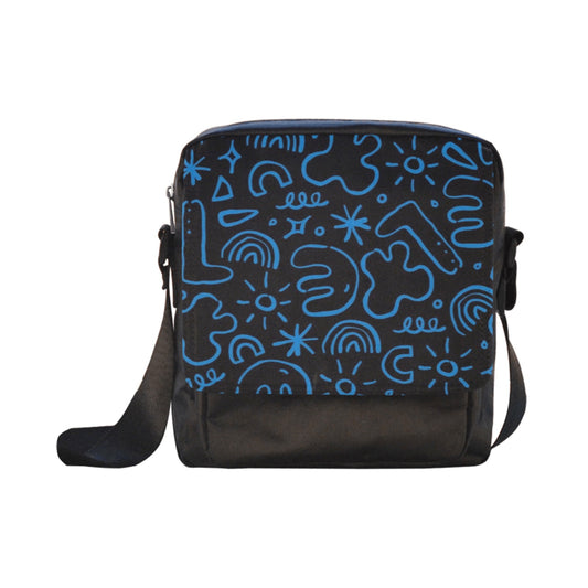 Blue Squiggle - Crossbody Nylon Bag Crossbody Bags
