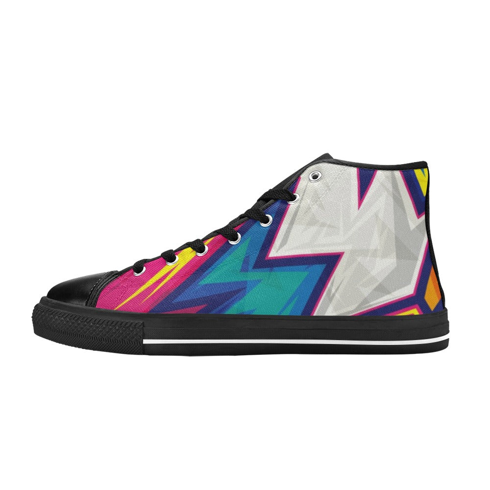 Abstract Bright - Men's High Top Canvas Shoes