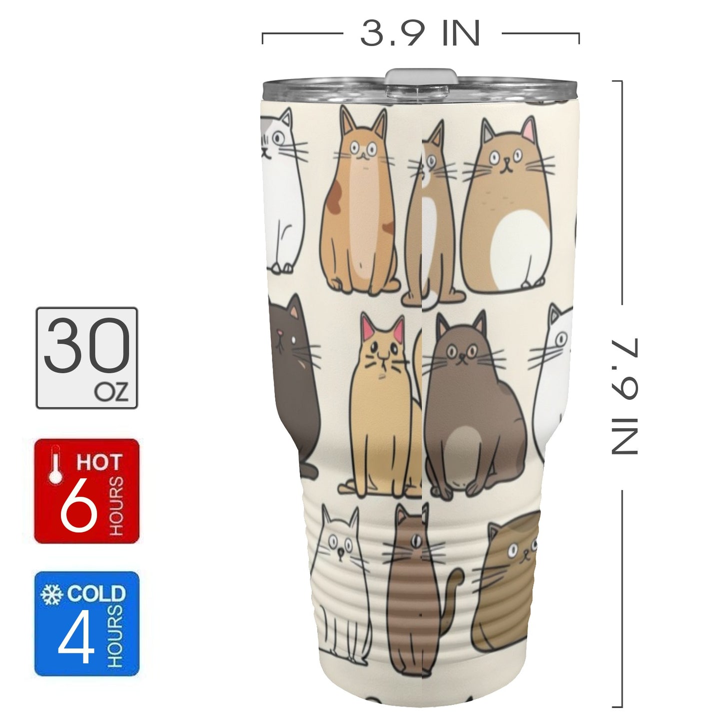 Lots Of Cats - 30oz Insulated Stainless Steel Mobile Tumbler