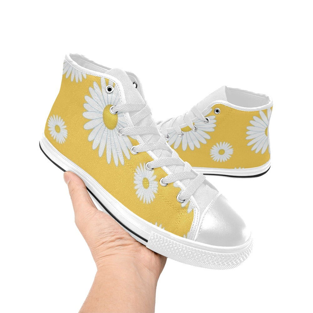 Daisy On Yellow - Women's High Top Canvas Shoes