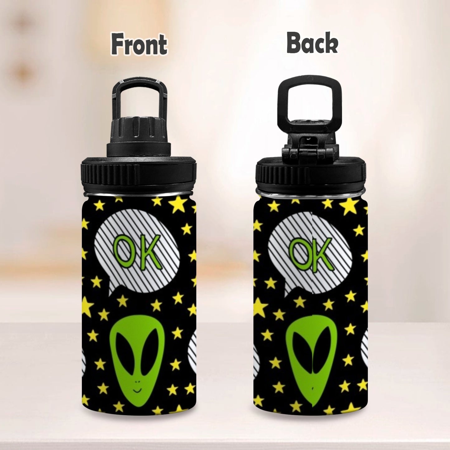 Alien OK - Kids Water Bottle with Chug Lid (12 oz) Kids Water Bottle with Chug Lid Printed Offshore