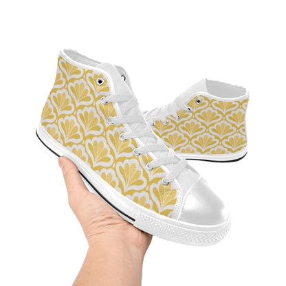 Yellow Pattern - Men's High Top Canvas Shoes