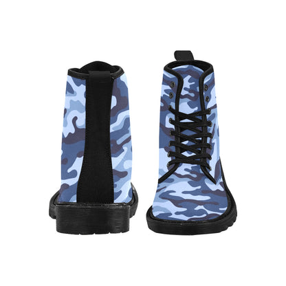 Blue Camouflage - Martin Boots for Men (Black)