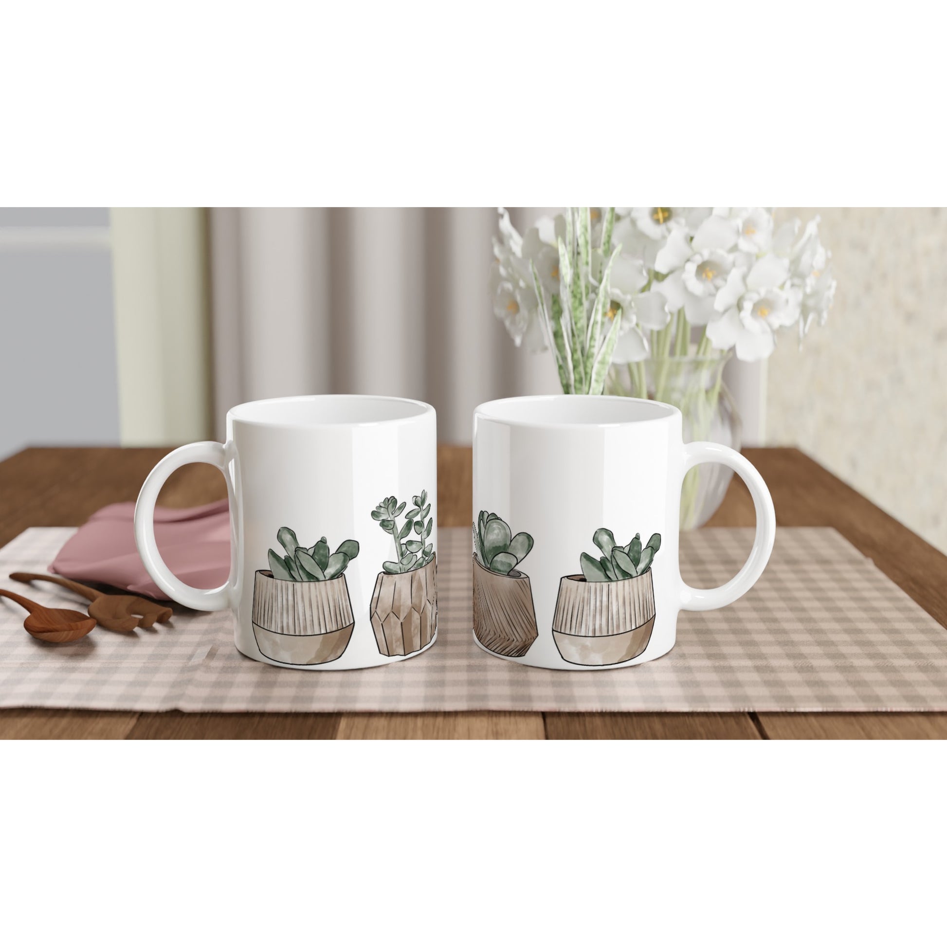 Plants In Pots - White 11oz Ceramic Mug White 11oz Mug Globally Fulfilled Plants