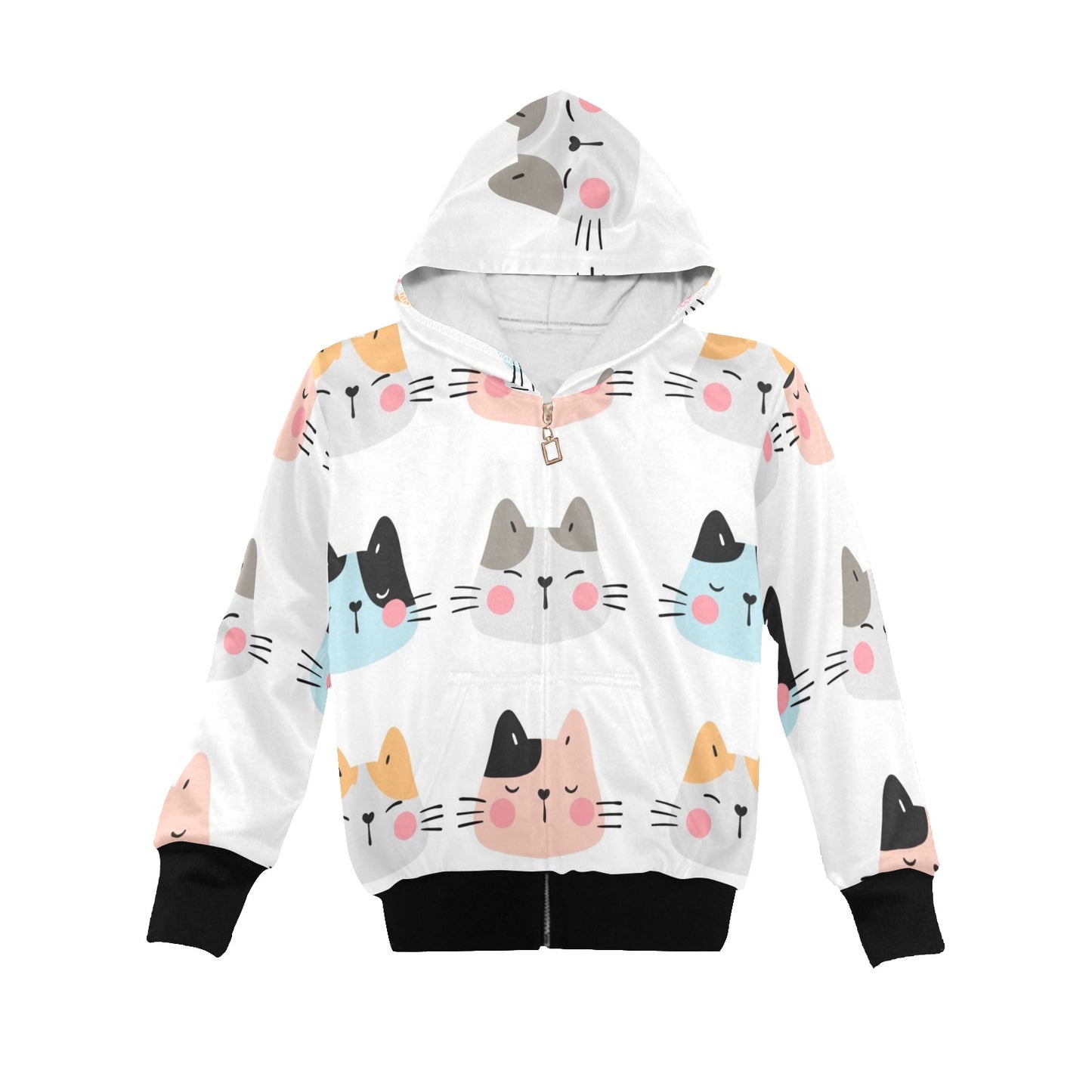 Cat Faces - Junior Girls Zip Up Hoodie