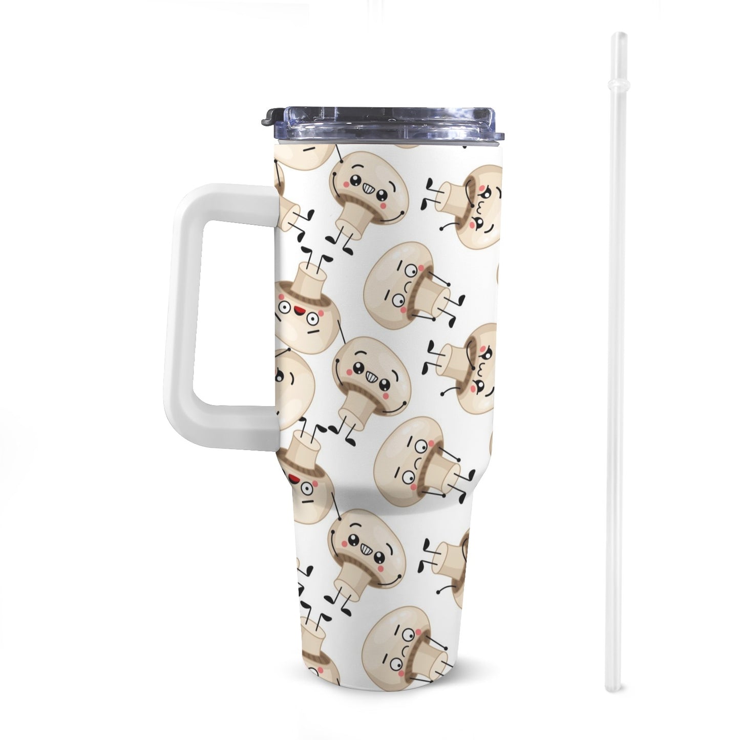 Cute Mushrooms - 40oz Tumbler with White Handle