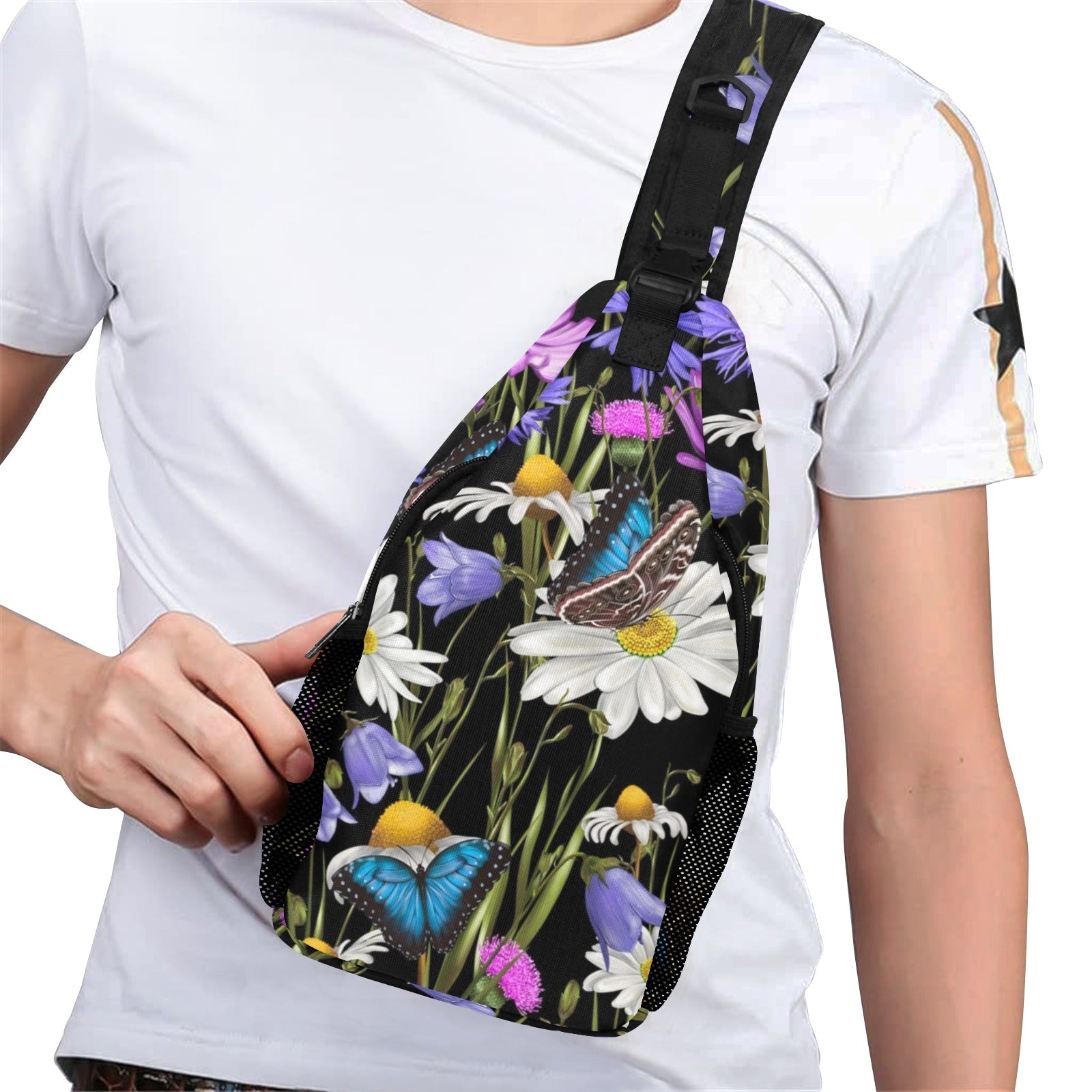 Butterfly Flowers - Cross-Body Chest Bag Cross-Body Chest Bag