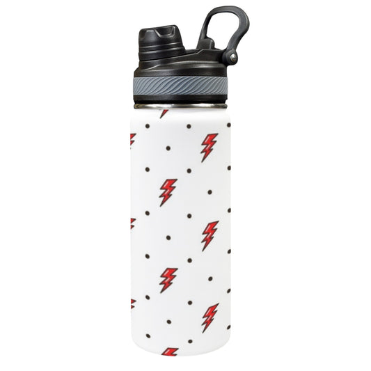 Red Lightning - Insulated Water Bottle with Dual-Use Lid (18oz)