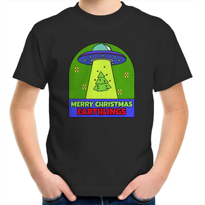 Merry Christmas Earthlings, UFO - Kids Youth T-Shirt