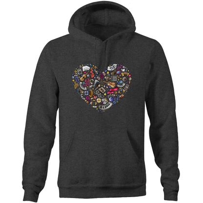 Heart Music - Pocket Hoodie Sweatshirt Asphalt Marle Hoodie Music