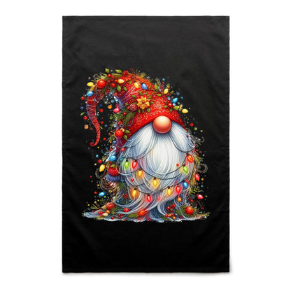 Gnome Wrapped In Christmas Lights - AS Colour Tea Towel