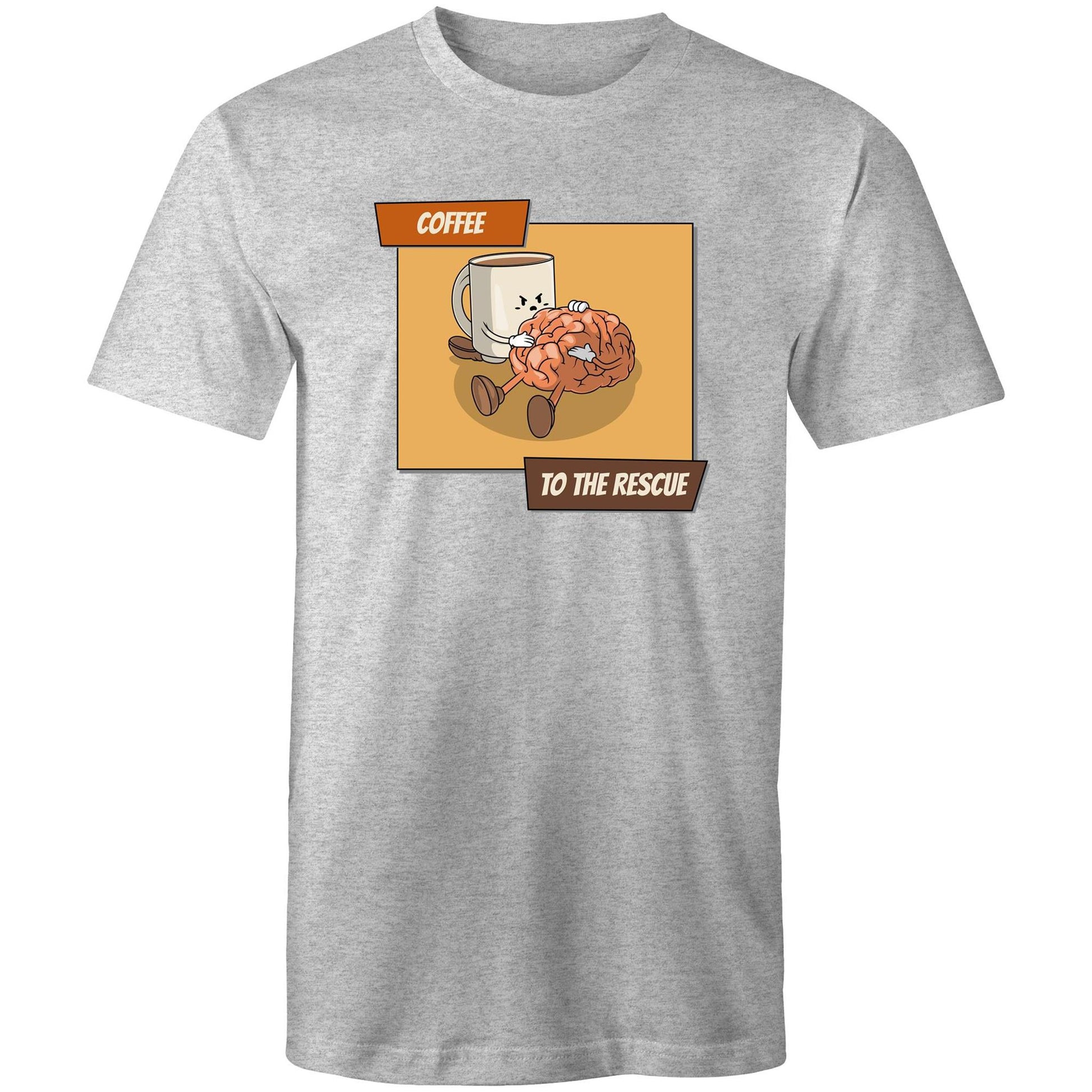Coffee To The Rescue - Mens T-Shirt Grey Marle Mens T-shirt Coffee