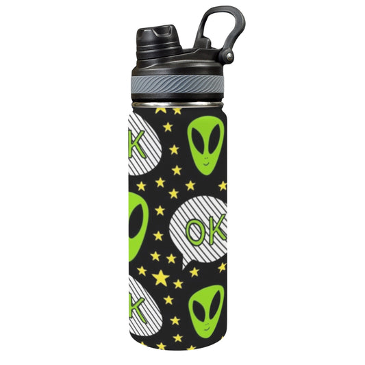 Alien OK - Insulated Water Bottle with Dual-Use Lid (18oz) Insulated Water Bottle with Dual-Use Lid (18oz) Printed Offshore Sci Fi