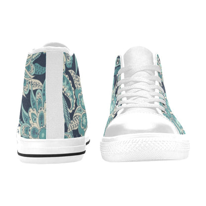 Vintage Blue Floral - Women's High Top Canvas Shoes