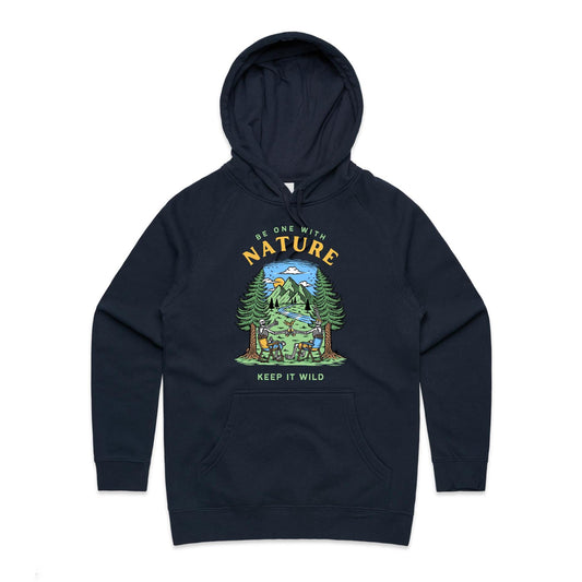 Be One With Nature, Skeleton - Women's Supply Hood Navy Womens Supply Hoodie Environment Summer