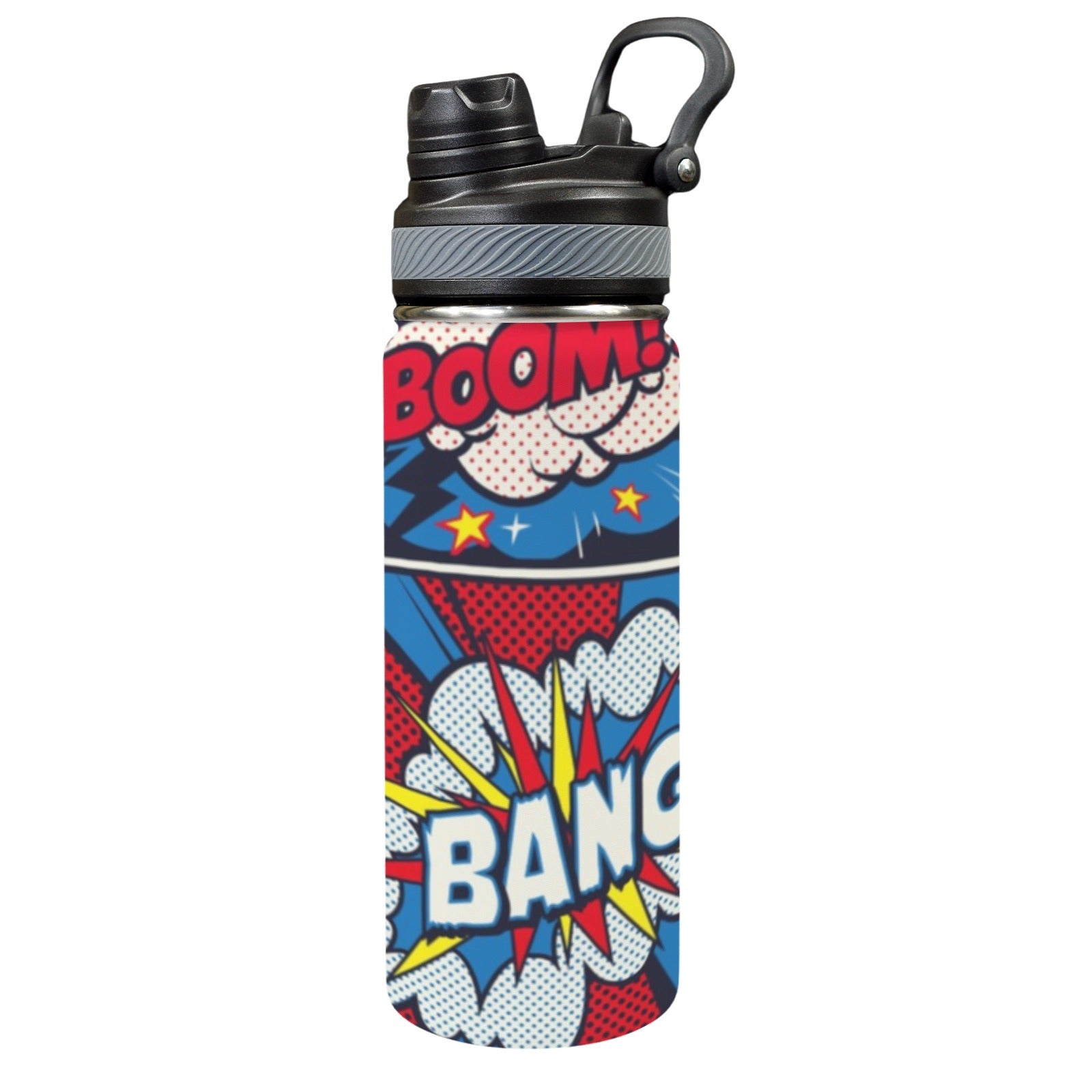 Comic Book - Insulated Water Bottle with Dual-Use Lid (18oz) Insulated Water Bottle with Dual-Use Lid (18oz) comic Printed Offshore