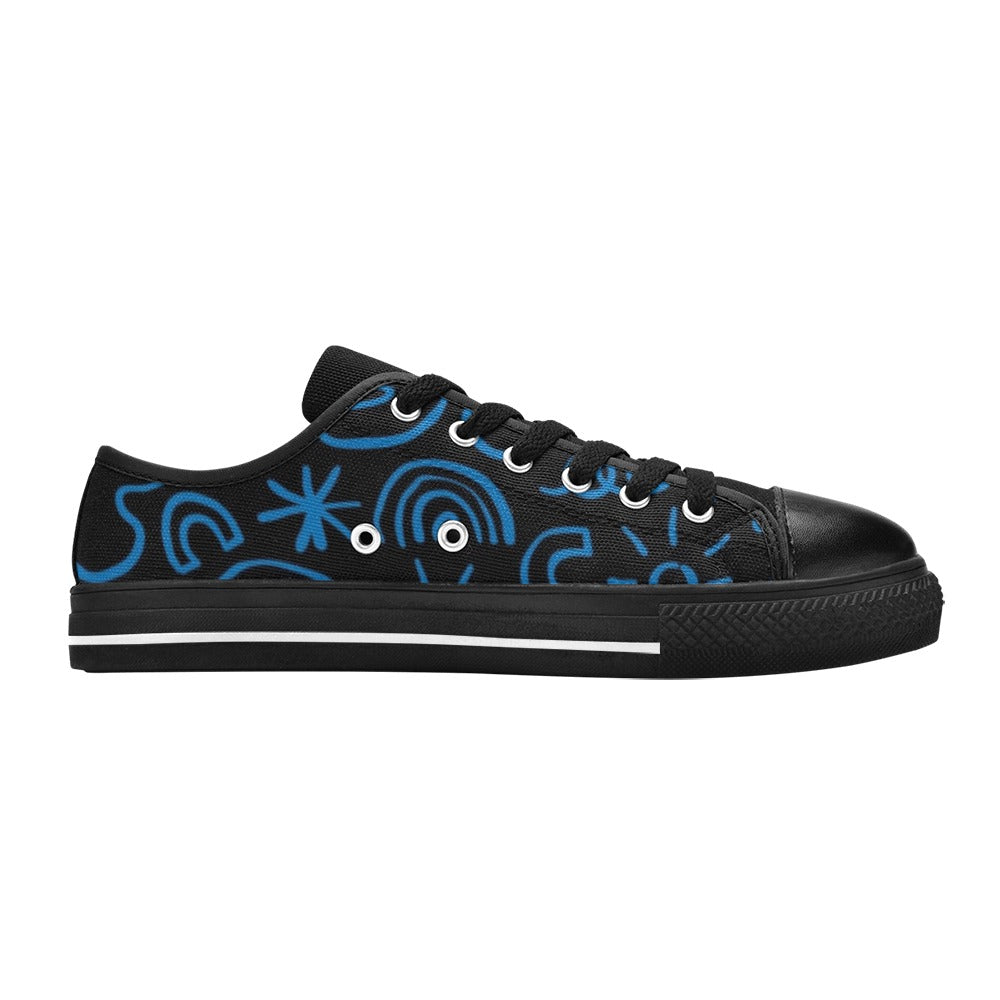 Blue Squiggle - Women's Classic Canvas Shoes