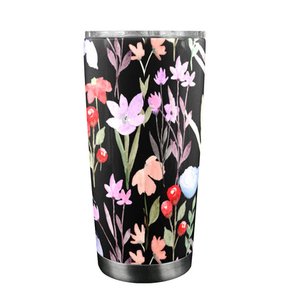 Floral Watercolour - 20oz Travel Mug with Clear Lid Clear Lid Travel Mug Plants Printed Offshore