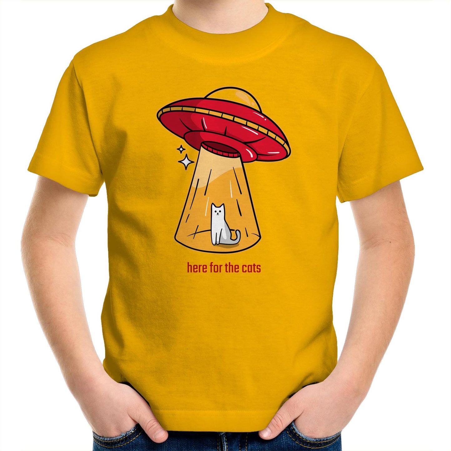 UFO, Here For The Cats - Kids Youth T-Shirt