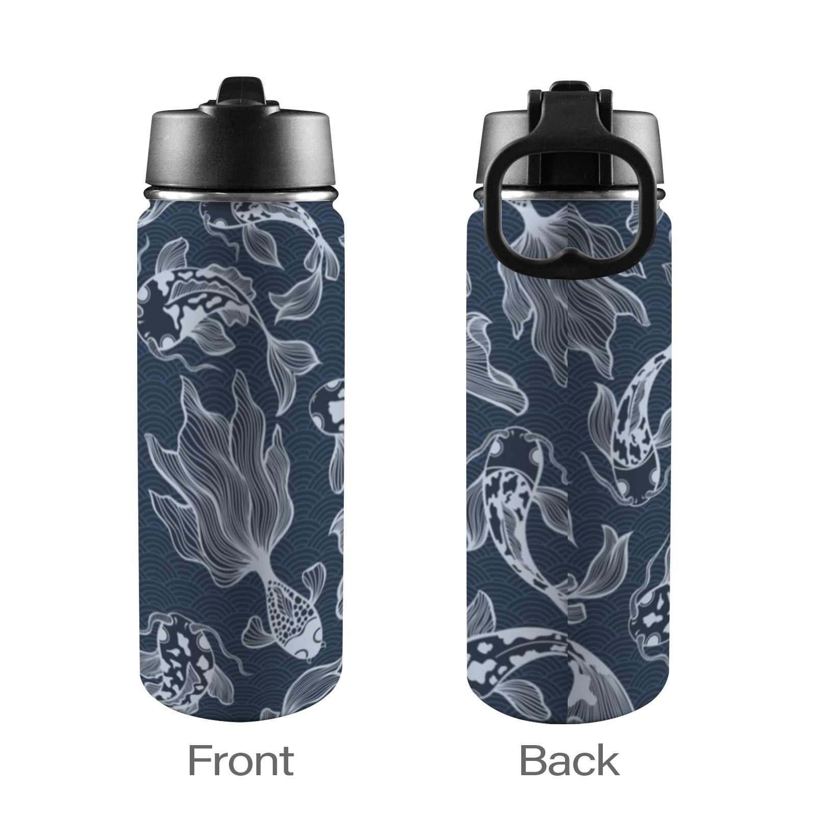 Blue Fish - Insulated Water Bottle with Straw Lid (18oz) Insulated Water Bottle with Swing Handle Printed Offshore