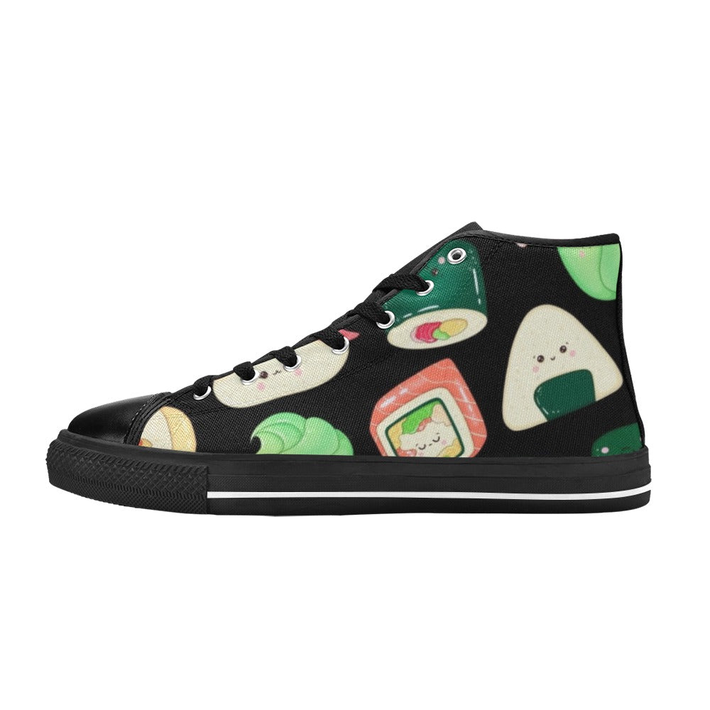 Happy Sushi - Kids High Top Canvas Shoes Kids High Top Canvas Shoes Food Printed Offshore