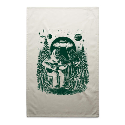 Bigfoot And Alien Playing Guitar - AS Colour Tea Towel