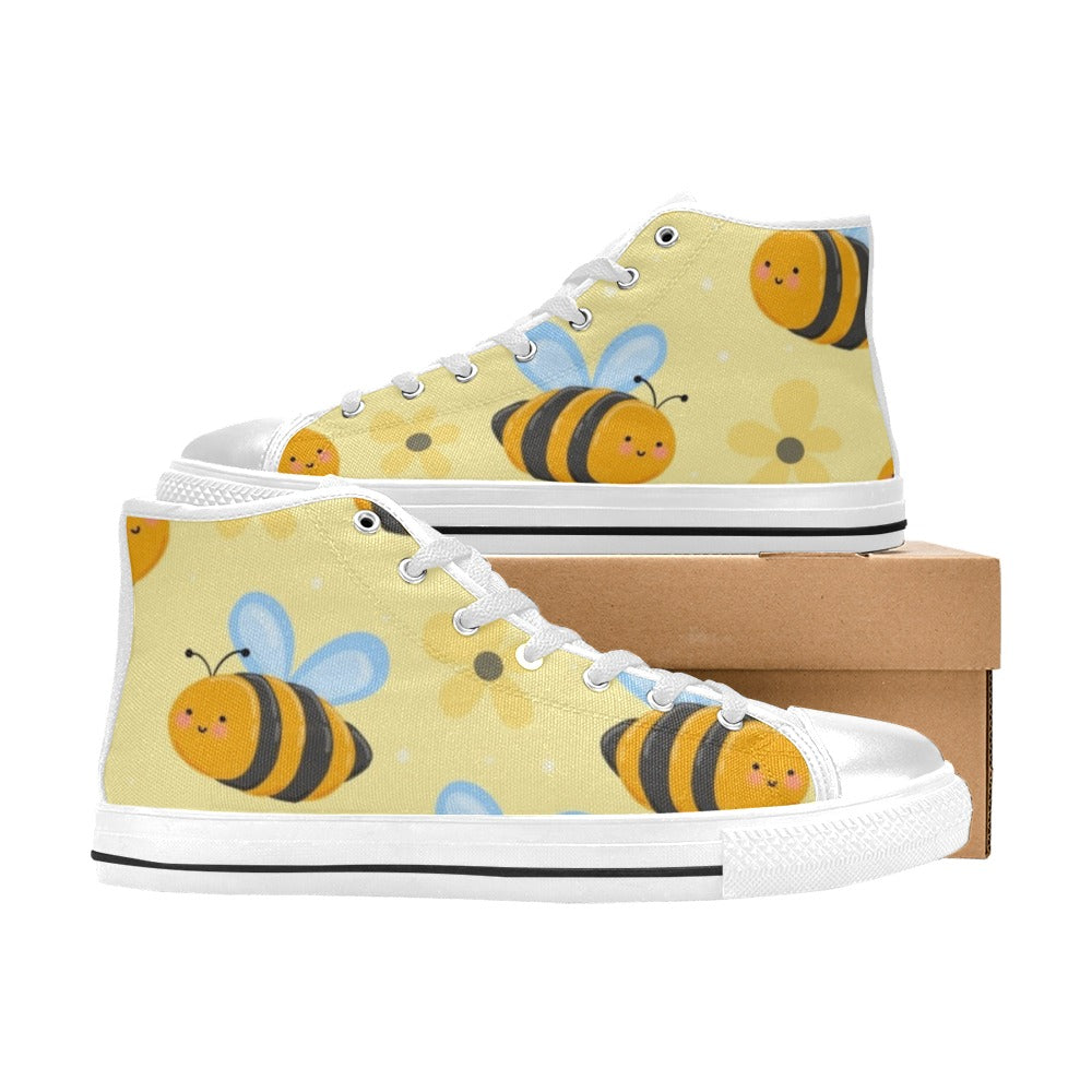 Bright Bees - Kids' High Top Canvas Shoes