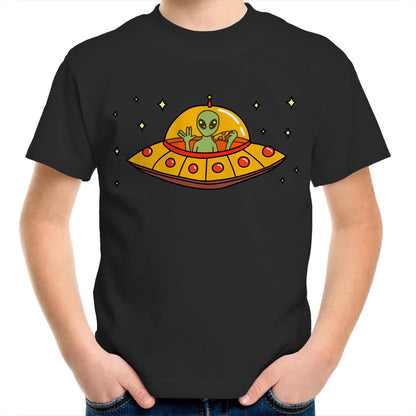 Alien Pizza - Kids Youth T-Shirt Black Kids Youth T-shirt Sci Fi