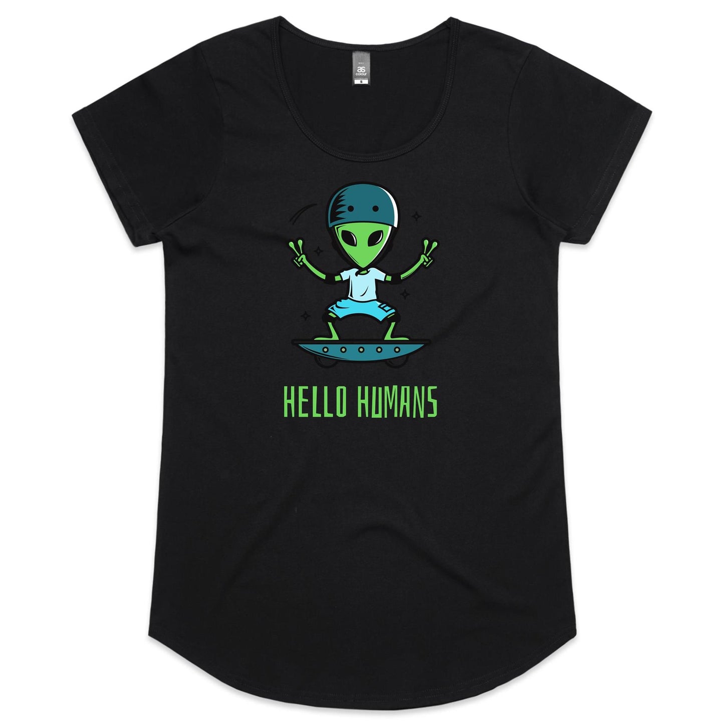 Hello Humans, Alien - Womens Scoop Neck T-Shirt