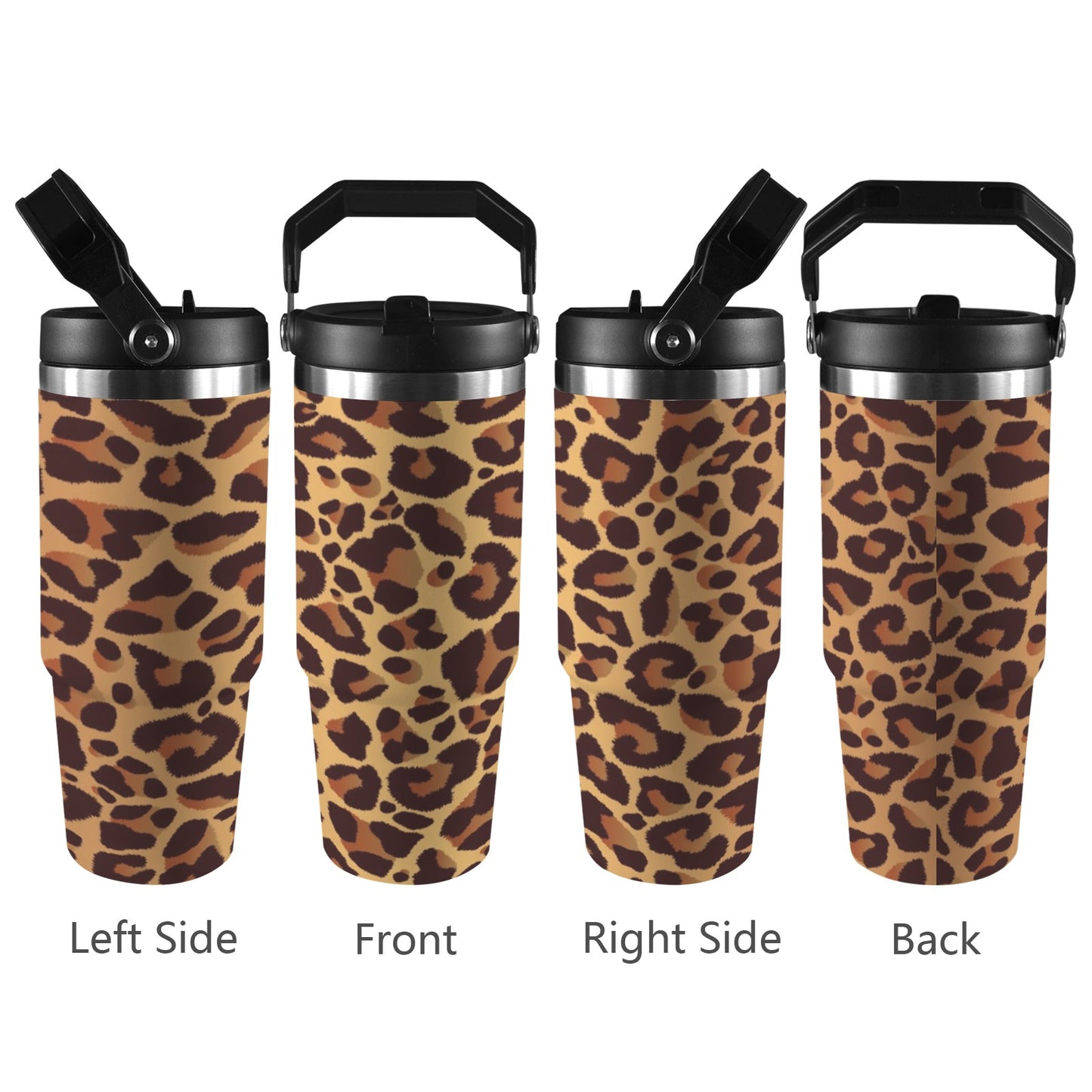 Leopard Print - 30oz Tumbler with Top Handle