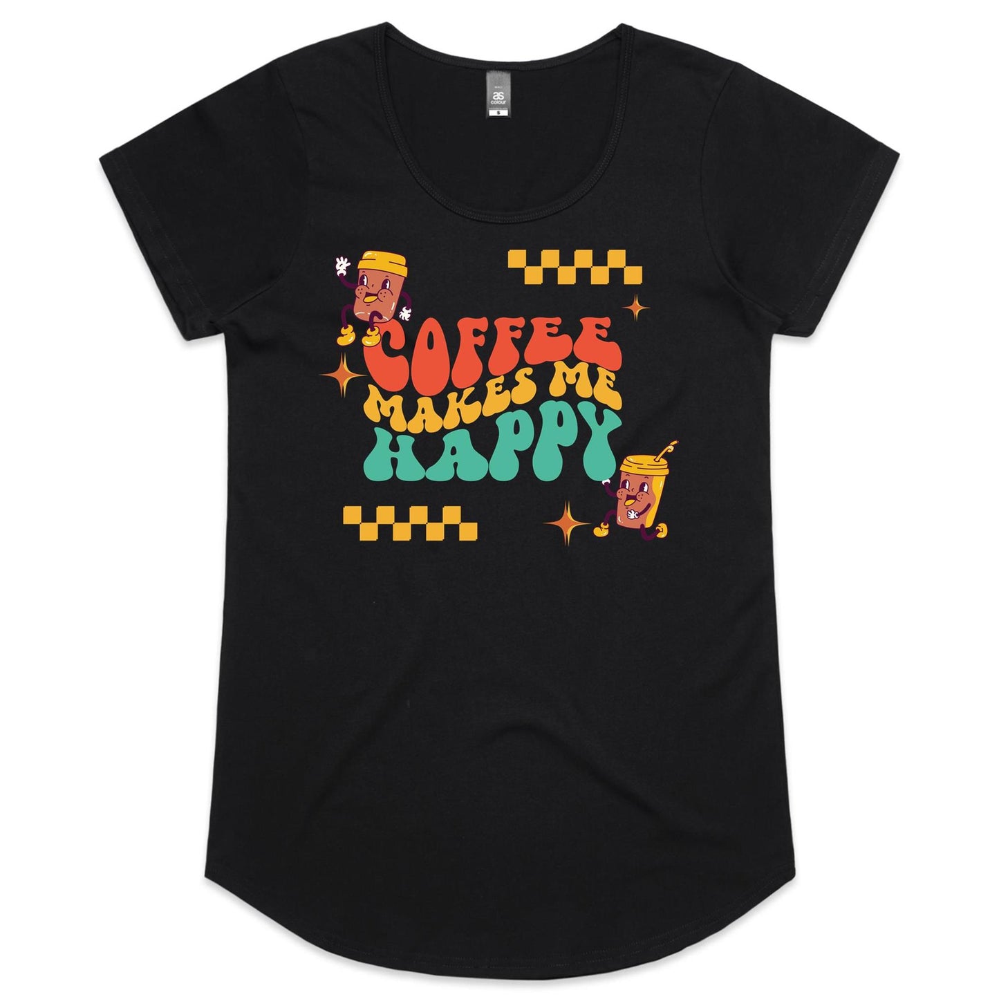 Coffee Makes Me Happy - Womens Scoop Neck T-Shirt