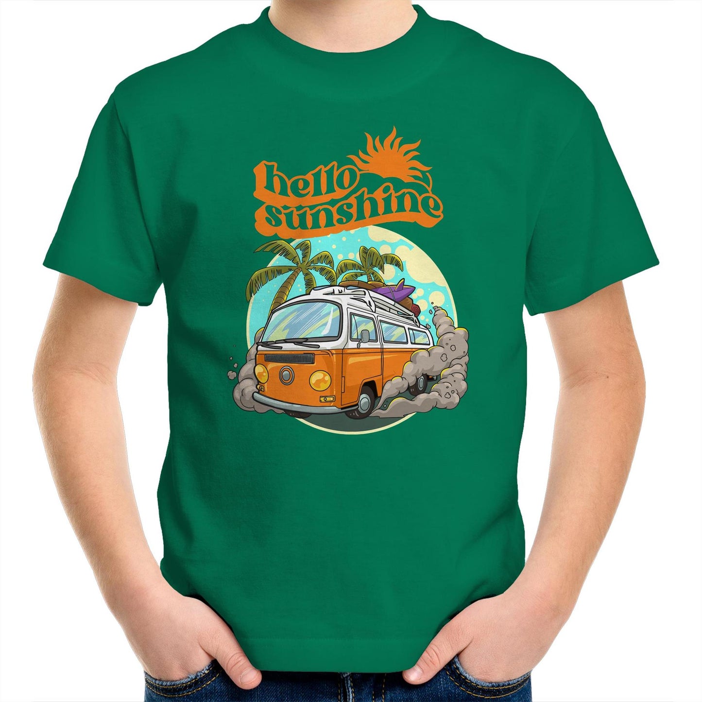 Hello Sunshine, Beach Van - Kids Youth T-Shirt