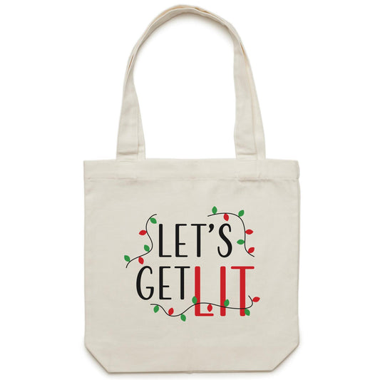 Let's Get Lit, Christmas Lights - Canvas Tote Bag