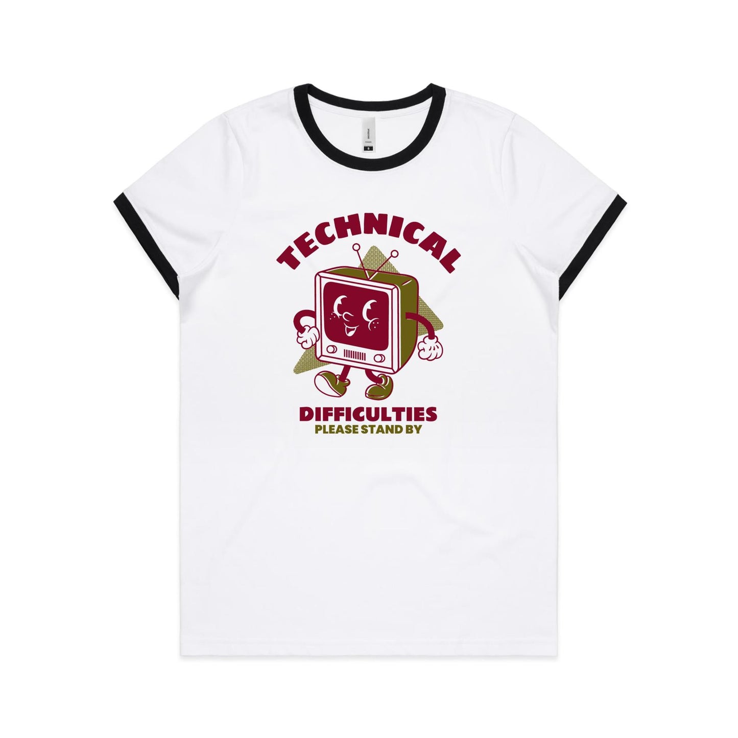 Technical Difficulties, Retro TV - Women's Ringer Tee