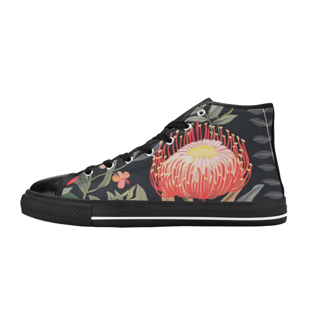 Australian Waratah Flower - Women's High Top Canvas Shoes