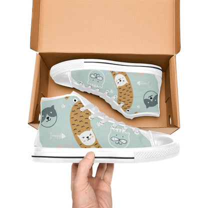 Cat Stretch - Kids' High Top Canvas Shoes