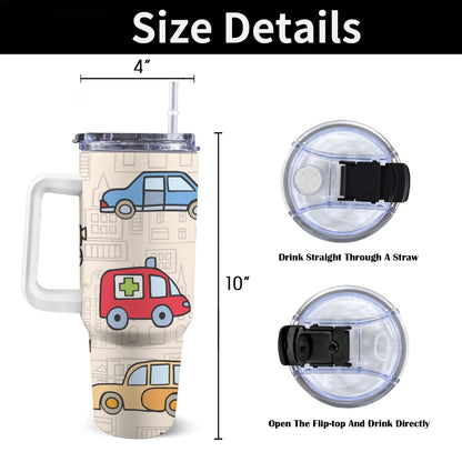 Kids Cars - 40oz Tumbler with White Handle