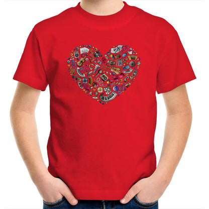 Heart Music - Kids Youth T-Shirt Red Kids Youth T-shirt Music