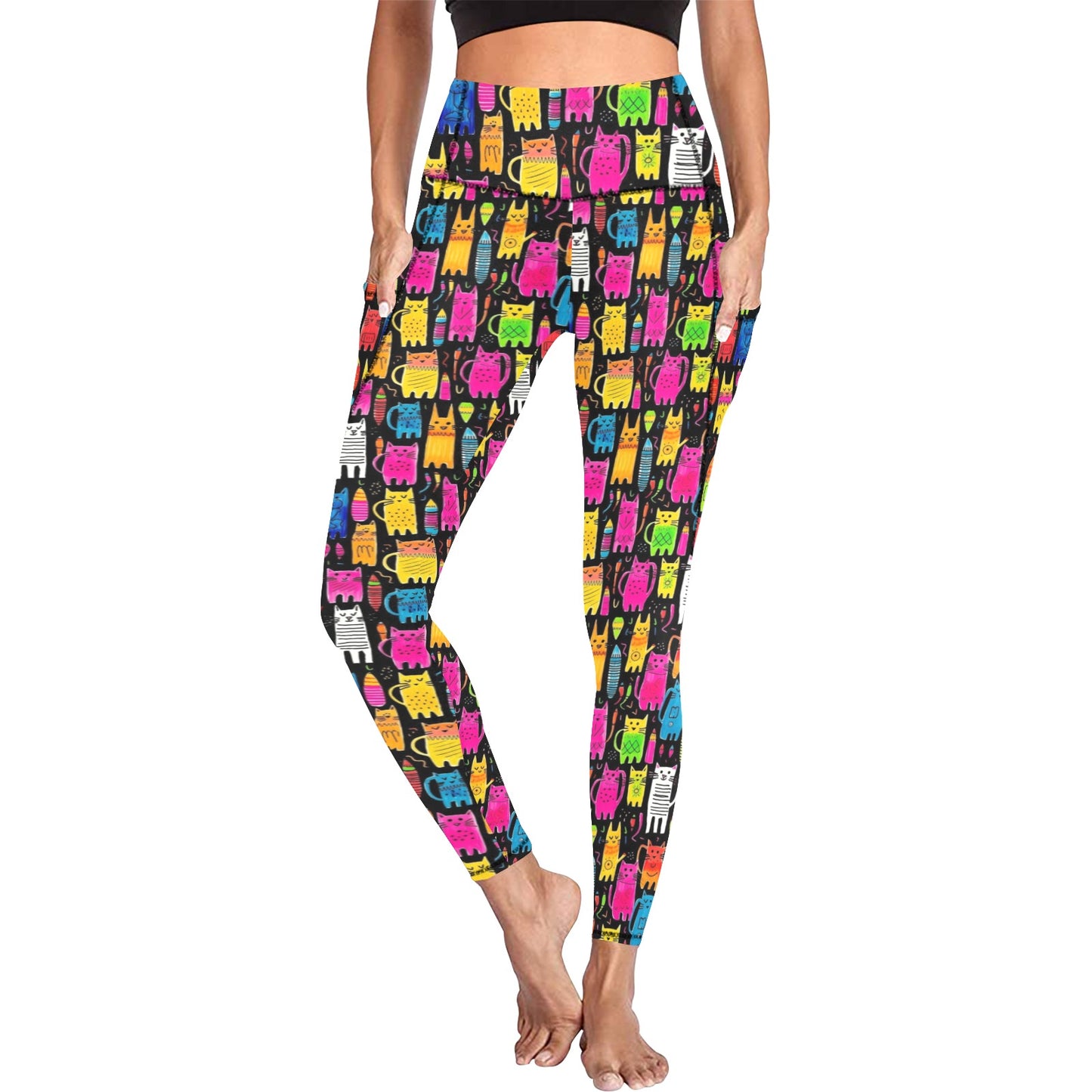 Colourful Cats - Women's All Over Print Leggings with Pockets