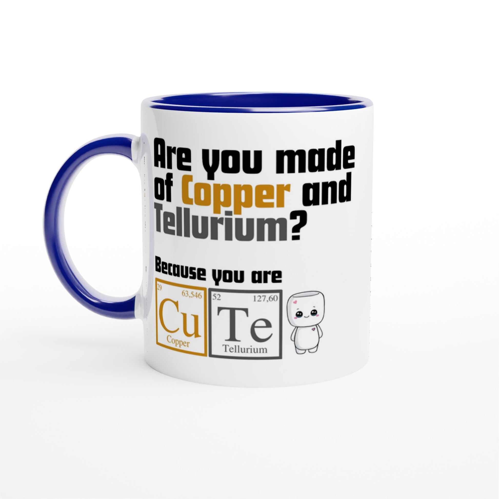 Cute, Periodic Table Of Elements - White 11oz Ceramic Mug with Colour Inside Ceramic Blue Colour 11oz Mug Globally Fulfilled Science