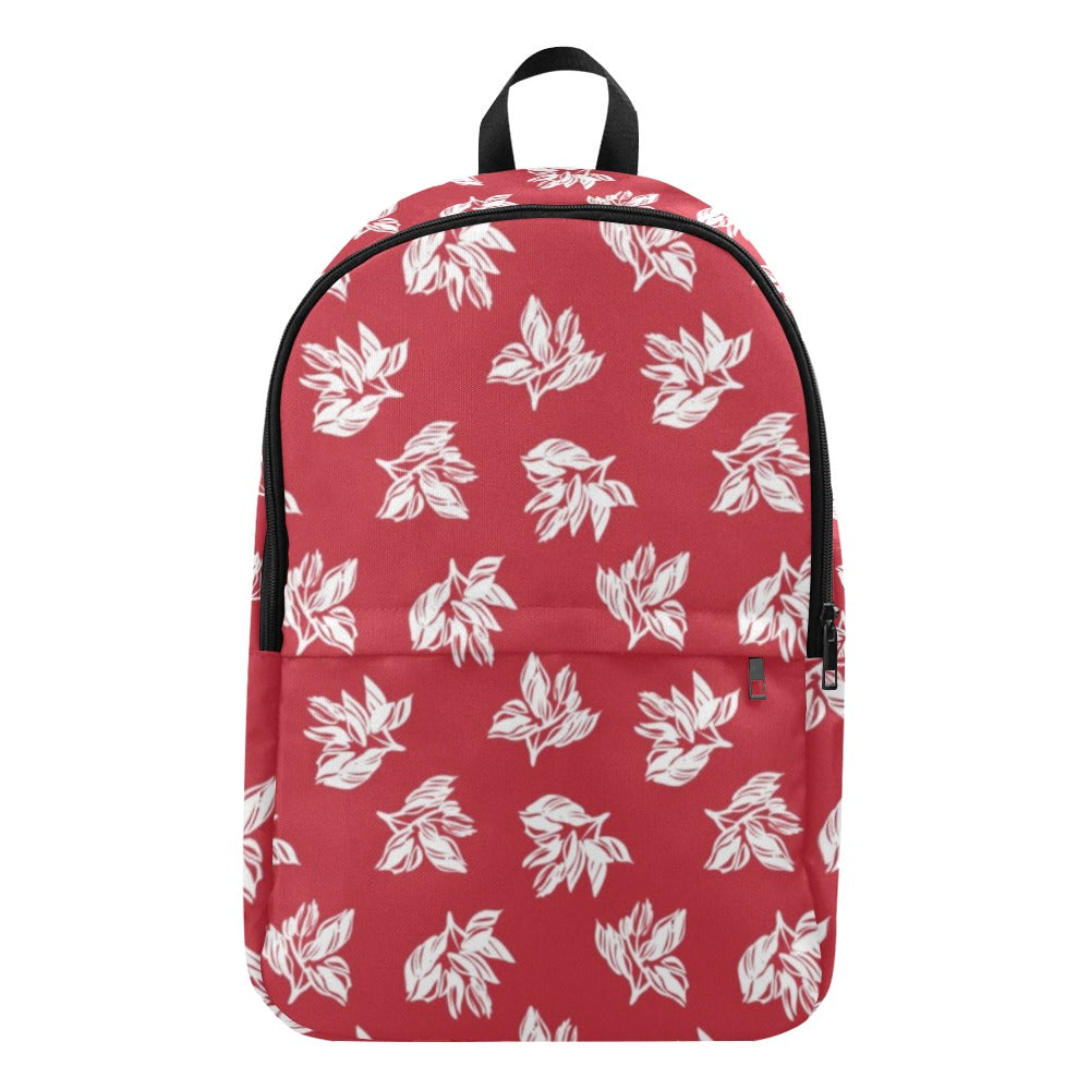 Red Retro Foliage, Hawaiian Flower - Fabric Backpack for Adult Adult Casual Backpack Printed Offshore Summer Surf