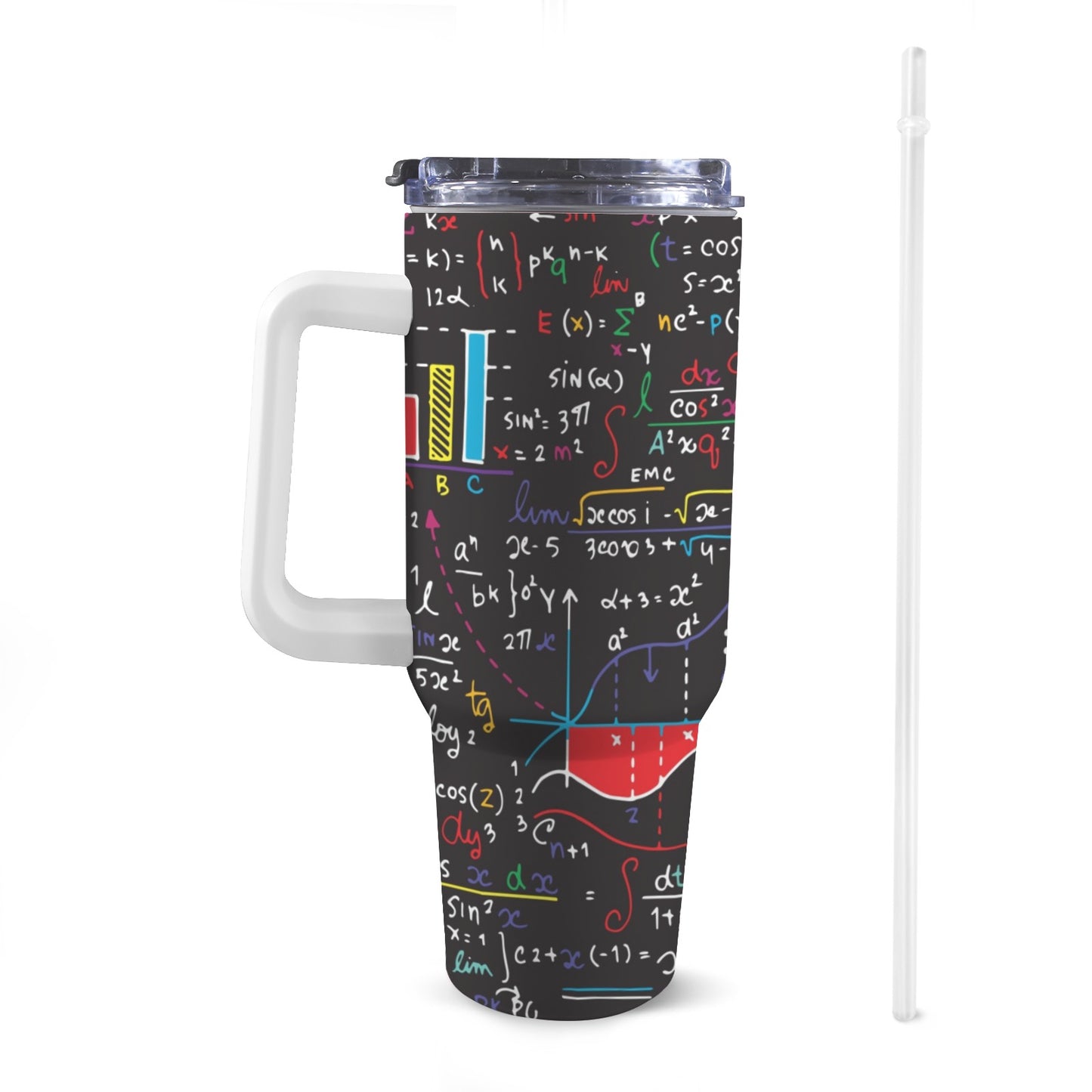 Colourful Maths Formulas - 40oz Tumbler with White Handle 40oz Tumbler with White Handle Maths Printed Offshore