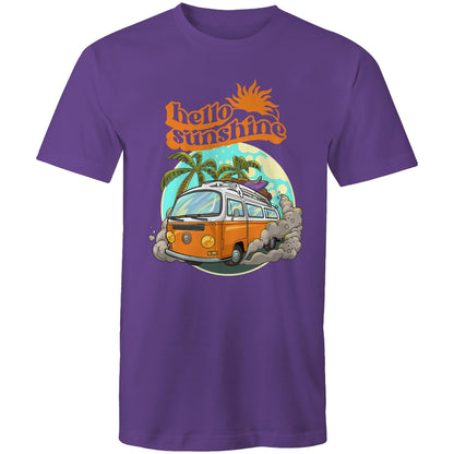 Hello Sunshine, Beach Van - Mens T-Shirt Purple Mens T-shirt Summer Surf
