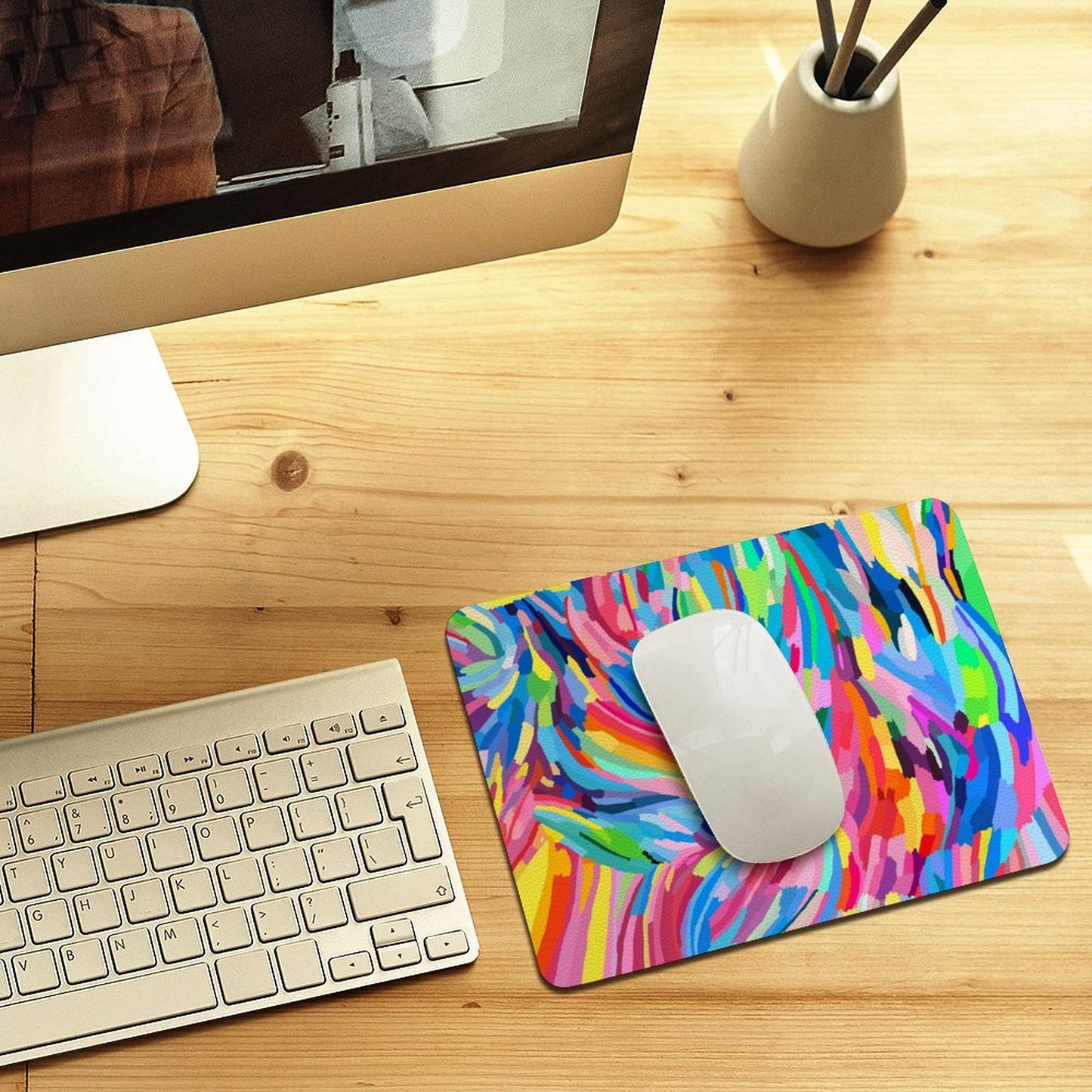 Brushstrokes - Leather Mouse Pad