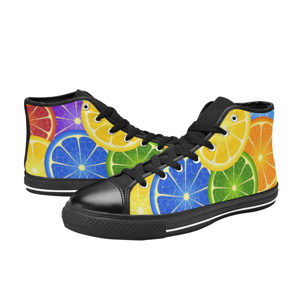 Citrus - Men's High Top Canvas Shoes