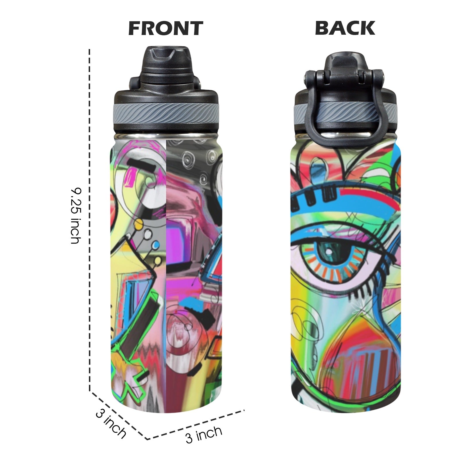 Graffiti Bird - Insulated Water Bottle with Dual-Use Lid (18oz) Insulated Water Bottle with Dual-Use Lid (18oz) animal Printed Offshore