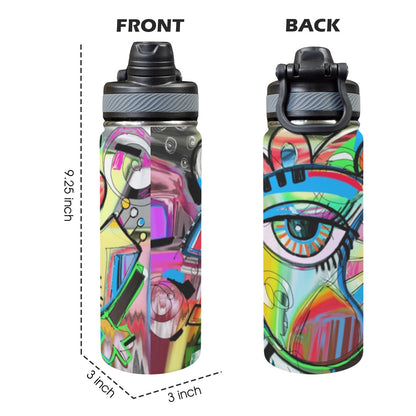 Graffiti Bird - Insulated Water Bottle with Dual-Use Lid (18oz) Insulated Water Bottle with Dual-Use Lid (18oz) animal Printed Offshore